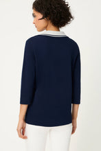 Load image into Gallery viewer, Olsen Polo Shirt with3/4 Sleeves in Navy
