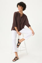 Load image into Gallery viewer, Olsen T-Shirt Tie and Gathered Sleeves in Dark Brown

