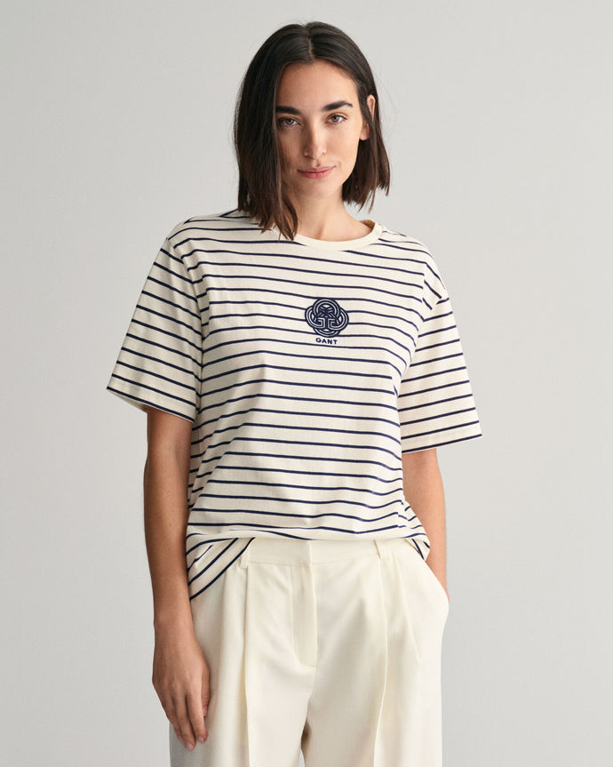 GANT Striped Monogram T-Shirt