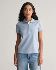 GANT Contrast Collar Pique Polo in Dove Blue