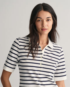 Gant Striped T-Shirt in White/Navy