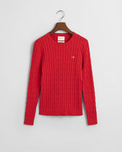 Load image into Gallery viewer, Gant Stretch Cotton Cable Knit Crew Neck Sweater in Ruby Red
