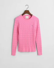 Load image into Gallery viewer, Gant Stretch Cotton Cable Knit Crew Neck Sweater in Candy Pink
