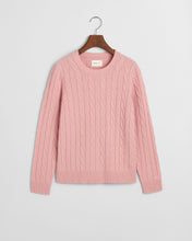 Load image into Gallery viewer, Gant Lambswool Cable Knit Crew Neck Sweater in Dusty Pink
