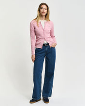 Load image into Gallery viewer, Gant Stretch Cotton Cable Cardigan in Dusty Pink
