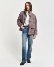 Load image into Gallery viewer, Gant Cropped Check Wool Jacket in College Blue
