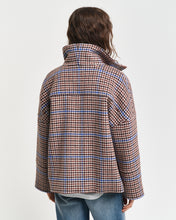 Load image into Gallery viewer, Gant Cropped Check Wool Jacket in College Blue
