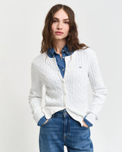 Load image into Gallery viewer, Gant Stretch Cable Knit Cardigan in Eggshell
