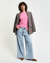 Load image into Gallery viewer, Gant Stretch Cotton Cable Knit Crew Neck Sweater in Candy Pink
