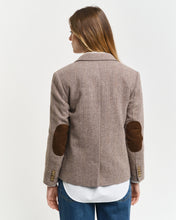 Load image into Gallery viewer, Gant Regular Fit Short Herringbone Blazer in Caramel Beige
