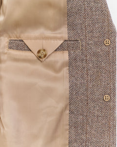 Gant Regular Fit Short Herringbone Blazer in Caramel Beige