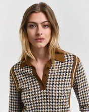 Load image into Gallery viewer, Gant Houndstooth Jacquard Polo Sweater in Cocao Brown
