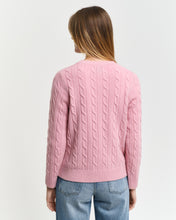 Load image into Gallery viewer, Gant Lambswool Cable Knit Crew Neck Sweater in Dusty Pink
