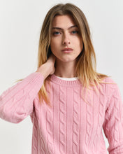 Load image into Gallery viewer, Gant Lambswool Cable Knit Crew Neck Sweater in Dusty Pink
