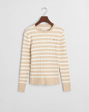 Load image into Gallery viewer, Gant Cable Knit Stripe Sweater in Sand
