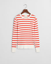 Load image into Gallery viewer, Gant Cable Knit Stripe Sweater in Orange Red
