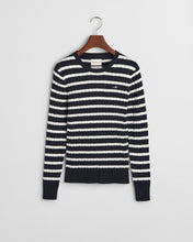 Load image into Gallery viewer, Gant Cable Knit Stripe Sweater in Navy
