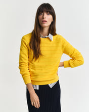 Load image into Gallery viewer, Gant Textured Knit Crew-Neck Sweater in Yellow
