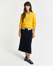 Load image into Gallery viewer, Gant Textured Knit Crew-Neck Sweater in Yellow
