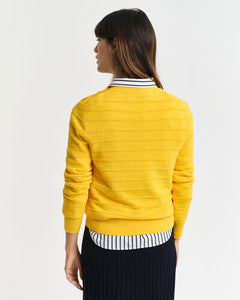 Gant Textured Knit Crew-Neck Sweater in Yellow