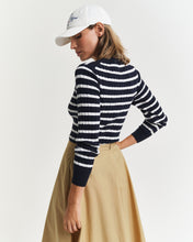 Load image into Gallery viewer, Gant Cable Knit Stripe Sweater in Navy
