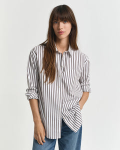 Gant Relaxed Fit Striped Shirt in Deep Brown