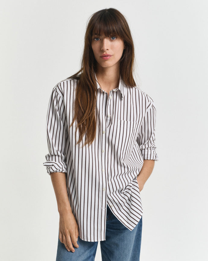 Gant Classic Striped Shirt in Deep Brown