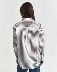 Gant Relaxed Fit Striped Shirt in Deep Brown