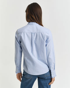 Gant Classic Oxford Frill Blouse in Light Blue