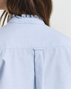 Gant Classic Oxford Frill Blouse in Light Blue