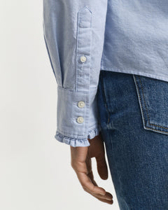 Gant Classic Oxford Frill Blouse in Light Blue