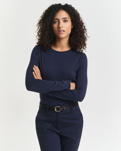 Gant Light Cotton Long-Sleeve T-Shirt Navy