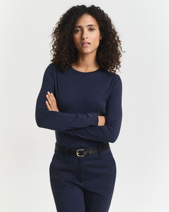 Gant Light Cotton Long-Sleeve T-Shirt Navy