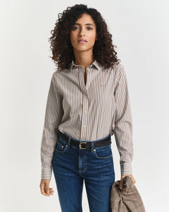 Gant Classic Striped Shirt in Taupe Beige