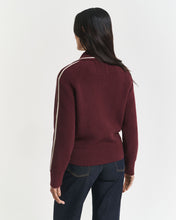 Load image into Gallery viewer, Gant Varsity Zip Cardigan in Plum Wine
