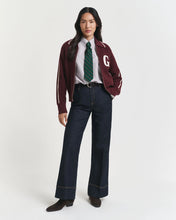 Load image into Gallery viewer, Gant Varsity Zip Cardigan in Plum Wine
