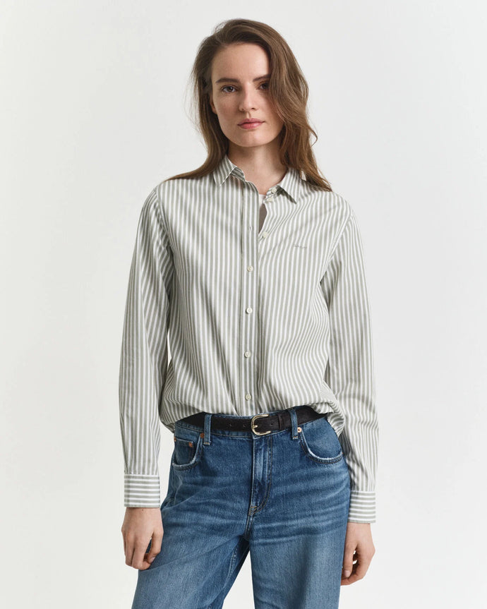 Gant Classic Striped Shirt in Faded Sage