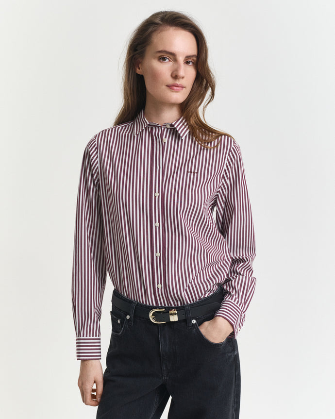 Gant Classic Striped Shirt in Plum Wine