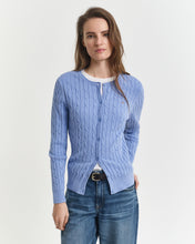 Load image into Gallery viewer, Gant Stretch Cotton Cable Cardigan in Sky Blue

