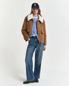 Gant Stretch Cotton Cable Cardigan in Sky Blue