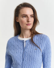 Load image into Gallery viewer, Gant Stretch Cotton Cable Cardigan in Sky Blue
