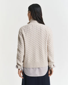 Gant Cable Cardigan in Seed Melange