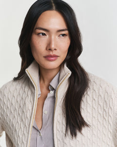 Gant Cable Cardigan in Seed Melange