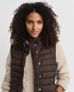 Gant Light Down Vest in Deep Brown