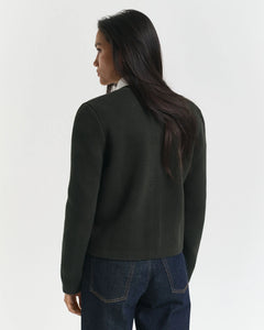Gant Contrast Knit Jumper in Moss Green