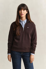 Load image into Gallery viewer, Gant Shield Half-Zip Sweat Shirt in Deep Brown
