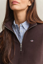 Load image into Gallery viewer, Gant Shield Half-Zip Sweat Shirt in Deep Brown

