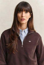 Load image into Gallery viewer, Gant Shield Half-Zip Sweat Shirt in Deep Brown
