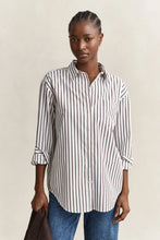 Load image into Gallery viewer, Gant Striped Classic Poplin Shirt in Deep Brown
