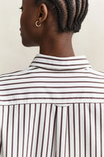 Load image into Gallery viewer, Gant Striped Classic Poplin Shirt in Deep Brown
